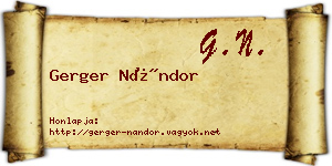 Gerger Nándor névjegykártya